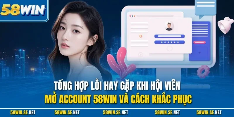 Tổng hợp lỗi hay gặp khi hội viên mở Account 58Win và cách khắc phục